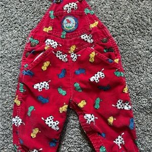 Vintage Oshkosh Kennel Klub Dog Red Overalls Toddler 12 Months